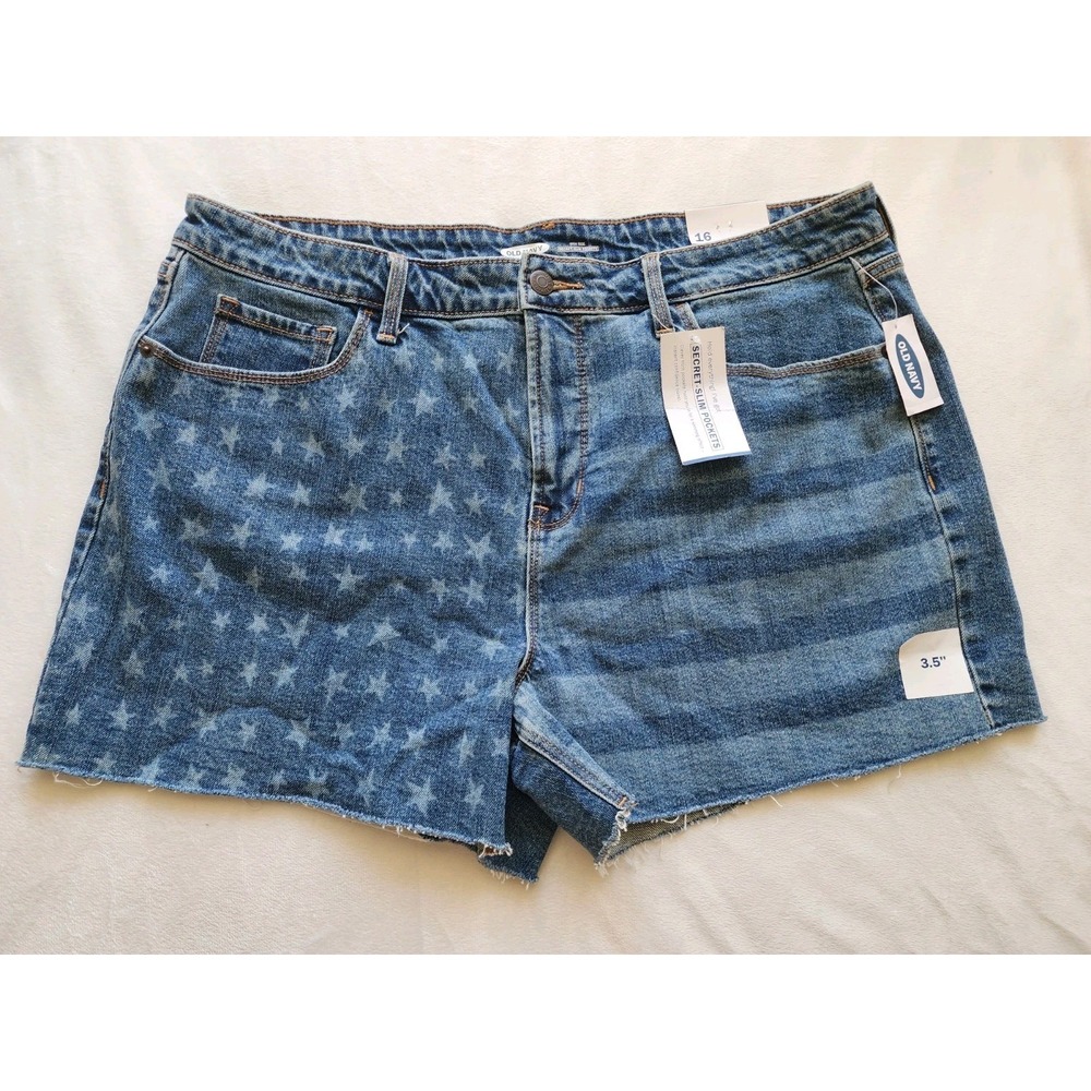 Old Navy Women's Short Denim High-Rise Secret Slim Pockets Size 16